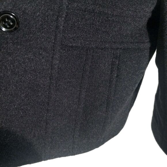 St. John's Bay PXL Petite XL Black Pea Coat Double Breasted Wool Blend Warm Jack - Picture 12 of 13
